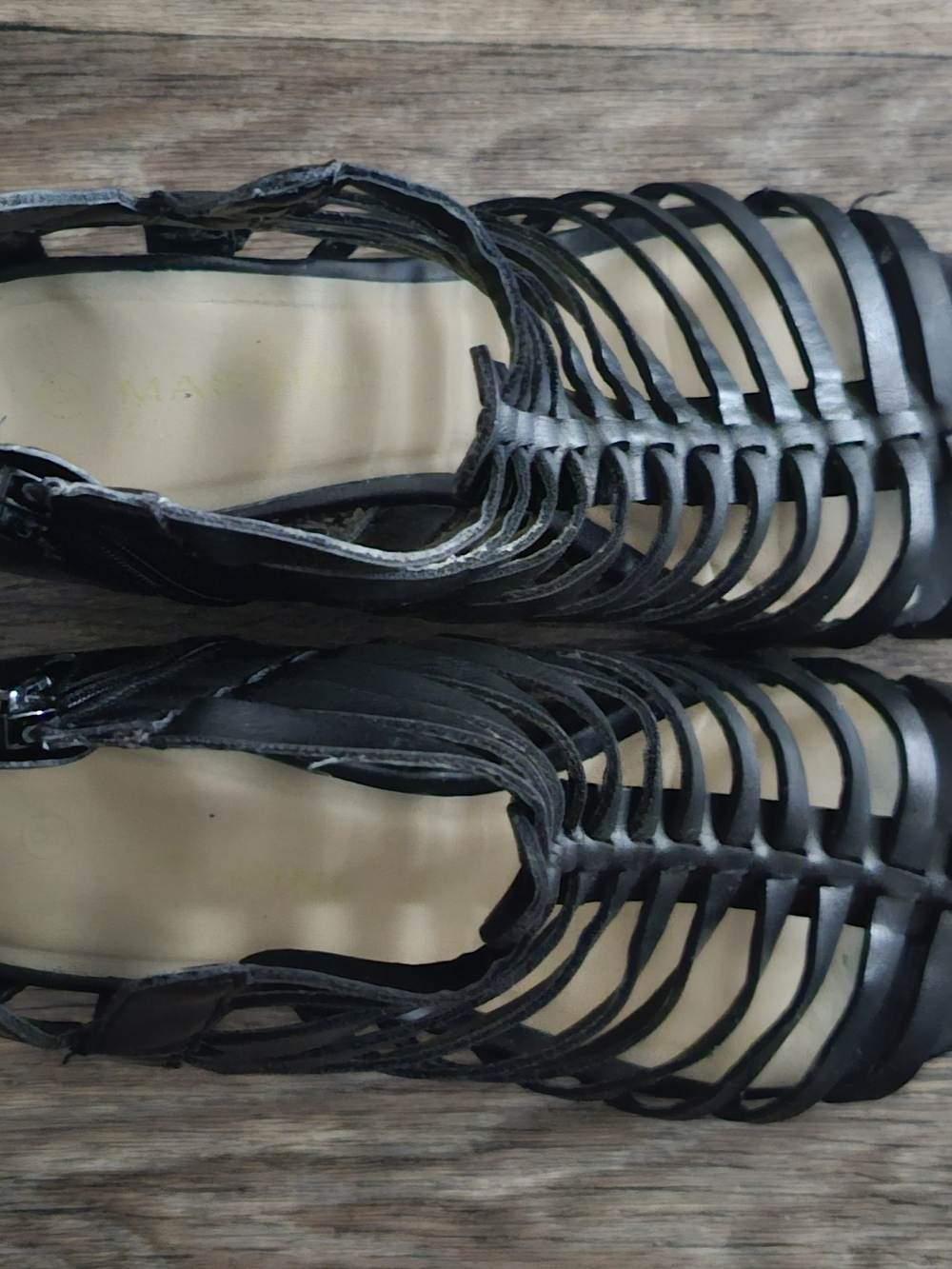 Women’s Black Strappy Wedge Sandals